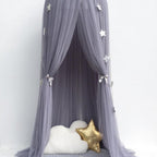 Grey Nordic Style 7-Layer Tulle Bed Canopy 300cm Extra Long 60cm Dome for Australian Kids Bedroom Nursery and Playroom Decor