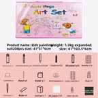 Blue 208-Piece Kids Art Set with Built-in Trifold Easel Drawing and Painting Kit for Students with Watercolor Pens Crayons and Pencils for Aussie Homes