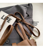 Black Retro 2-Piece Women's Bucket Bag Set with Removable Inner Pouch PU Leather Crossbody Handbag and Fashionable Tote for Australian Everyday Use