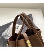 Elephant Grey Retro 2-Piece Women's Bucket Bag Set with Removable Inner Pouch PU Leather Crossbody Handbag and Fashionable Tote for Australian Everyday Use