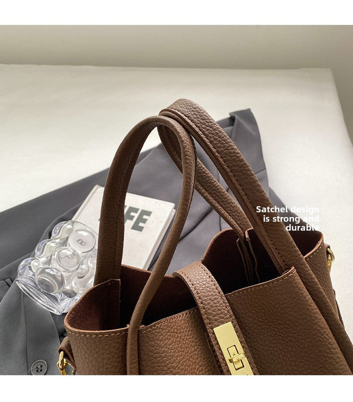 Elephant Grey Retro 2-Piece Women's Bucket Bag Set with Removable Inner Pouch PU Leather Crossbody Handbag and Fashionable Tote for Australian Everyday Use