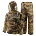 Desert Digital Camouflage Mosquito Repellent Suit Ultra-Fine Mesh Hooded Ghillie Suit for Outdoor Hunting Camping Fishing and Beekeeping(XL/XXL)