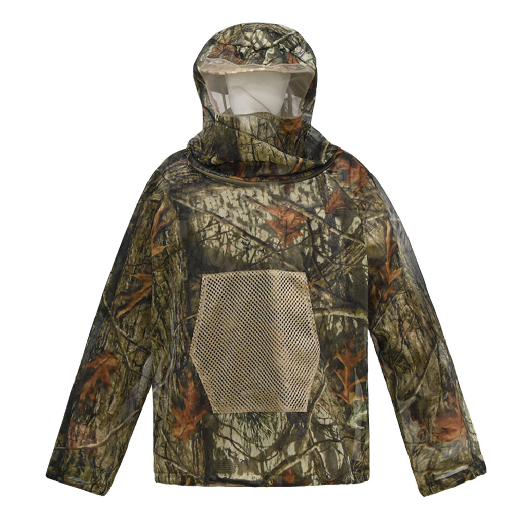 Withered grass Camouflage Mosquito Repellent Suit Ultra-Fine Mesh Hooded Ghillie Suit for Outdoor Hunting Camping Fishing and Beekeeping(XL/XXL)