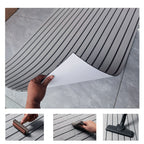 Non-Slip EVA Foam Boat Flooring Sheet Grey with Black Stripes Self-Adhesive Marine Decking Mat for Yacht and Boat Deck DIY Upgrade(2400x1200x6mm)