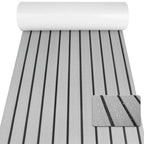 Non-Slip EVA Foam Boat Flooring Sheet Grey with Black Stripes Self-Adhesive Marine Decking Mat for Yacht and Boat Deck DIY Upgrade(2400x600x6mm)