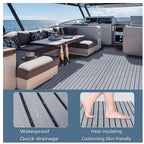 Non-Slip EVA Foam Boat Flooring Sheet Grey with Black Stripes Self-Adhesive Marine Decking Mat for Yacht and Boat Deck DIY Upgrade(2400x600x6mm)