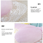 Grey Elegant Butterfly Lace Throw Pillow 60x45cm Soft Decorative Cushion for Sofa Bedroom Office and Car Comfort Backrest Accessory