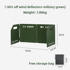 Green Heavy-Duty 4-Fold Camping Stove Windshield Portable Steel Wind Deflector for Outdoor Cooking and Picnics with Storage Bag