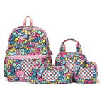 Pattern KT 4-Piece Large Capacity School Backpack Set for Primary Students Years 3-6 Durable Nylon Lightweight Rucksack with Handbag for Daily Australian School Life