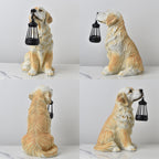 Solar Dog Garden Statue with Lantern Waterproof Resin Puppy Ornament for Outdoor Patio Pathway Backyard Decoration Australian Pet Lovers(A)
