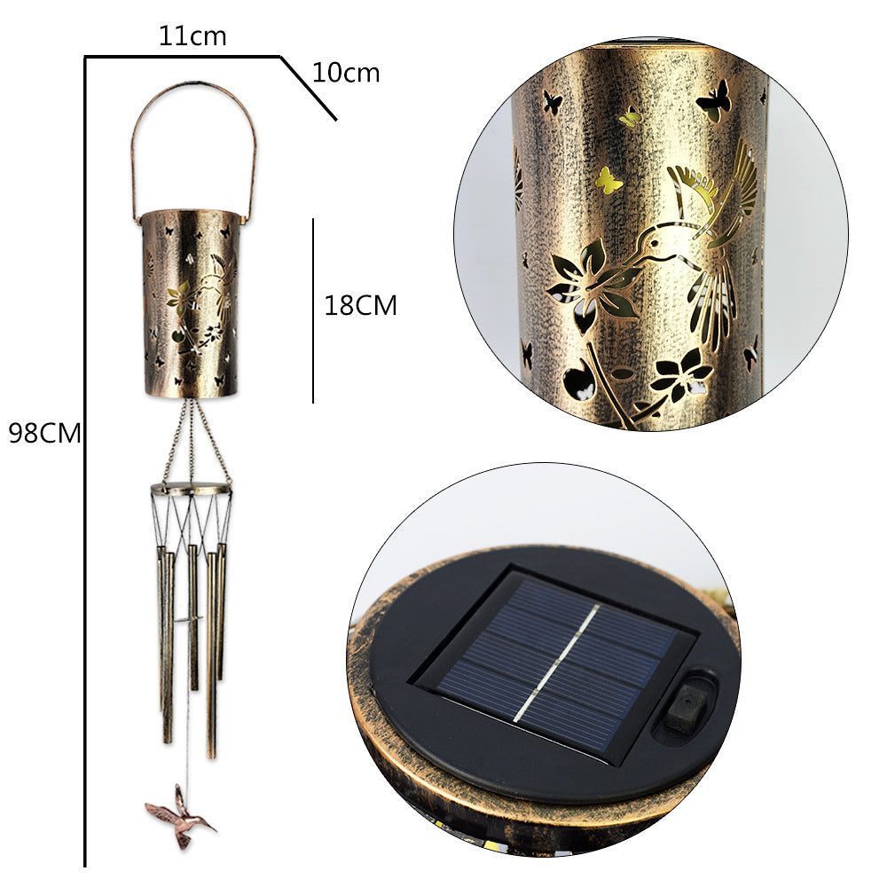 Butterfly Solar Wind Chime Lantern with Iron Art Projection Waterproof Decorative Light for Garden and Local Home Landscapes Elegant Outdoor Illumination Solution
