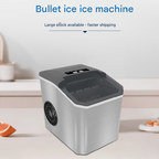 Black Portable Countertop Ice Maker with 12kg Daily Capacity Rapid Bullet Ice Production for Home Kitchen and Local Office Refreshment Needs