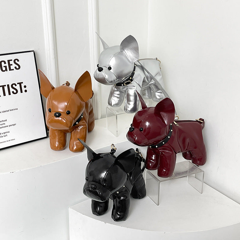 Brown French Bulldog Shaped Crossbody Bag PU Leather Animal Design for Daily Outings Fashionable and Lightweight Accessory for Local Trendy Women