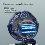 Black 10000mAh Portable Clip on Fan with 720 Degree Rotation 4 Speeds for Stroller Kitchen Office Desk Quiet Rechargeable Cooling Solution for Local Homes