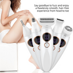 White 5-in-1 Women's Hair Removal Epilator – Multi-Function Body Grooming Kit with Waterproof Design, LED Display & USB Charging
