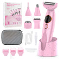 Pink 5-in-1 Women's Hair Removal Epilator – Multi-Function Body Grooming Kit with Waterproof Design, LED Display & USB Charging