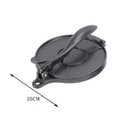 Black Manual Dough Press – Aluminum Alloy Cake & Tortilla Press for Homemade Baking and Cooking(20cm)