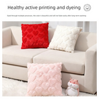 2-PCS Red 45x45cm Heart Pattern Plush Pillow Cover with Insert – Soft Textured Decorative Cushion for Living Room or Bedroom