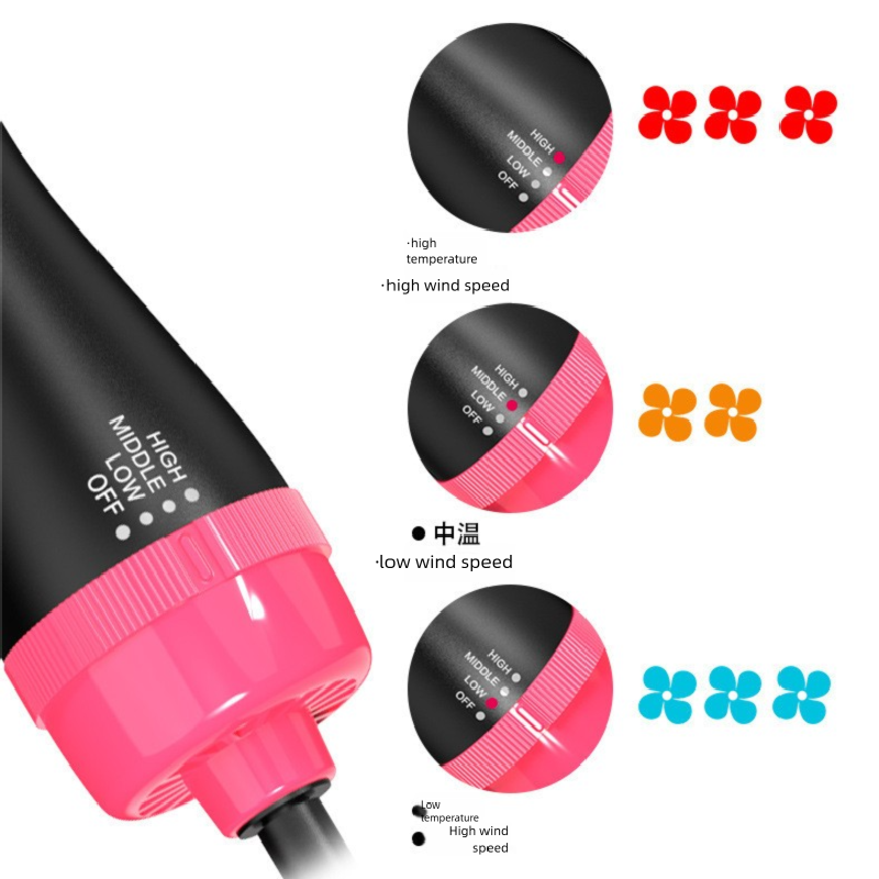 Black 1000W Professional Hot Air Brush with 3-Temperature & 2-Speed Control – Dual Voltage Hair Styler for Smooth, Voluminous Blowouts