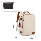 Beige Large Capacity Backpack with USB Charging Port and Waterproof Fabric for Travel Work and Daily Use