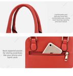 2 PCS Women's Handbag Set PU Leather Tote & Crossbody Purse Fashion Splicing Design Red