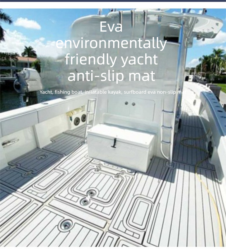 EVA Faux Teak Boat Flooring Sheet Marine Decking Mat Self Adhesive Non Slip Foam for Yacht Caravan & RV (Light Grey & Black, 240cm x 45cm)