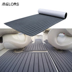EVA Faux Teak Boat Flooring Sheet Marine Decking Mat Self Adhesive Non Slip Foam for Yacht Caravan & RV (Dark Grey & Black, 240cm x 45cm)