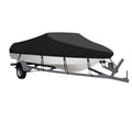 Waterproof Boat Cover 11-13ft Trailerable V-Hull Runabout UV Resistant Marine Grade Storage Tarpaulin with Straps (Black, 420cm x 270cm)