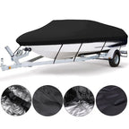 16-18ft Waterproof Boat Cover Trailerable V-Hull Runabout UV Resistant Marine Grade Storage Tarpaulin with Straps (Black, 570cm x 300cm)