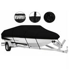 Waterproof Boat Cover 17-20ft Square Bow Jon Boat & Wide Beam Utility UV Resistant Marine Storage Tarp (Black, 625cm x 360cm)