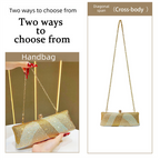 Luxury Gold Crystal Evening Clutch Bag Gradient Rhinestone Hard Case Purse with Detachable Chain for Wedding Prom Cocktail Party Fits Smartphone
