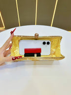 Luxury Green Crystal Evening Clutch Bag Gradient Rhinestone Hard Case Purse with Detachable Chain for Wedding Prom Cocktail Party Fits Smartphone