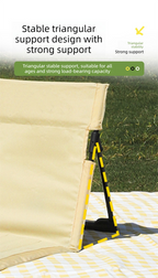 Portable Outdoor Folding Ground Chair with Back Support (Extra Long Dark Green) - Lightweight Padded Beach Mat & Picnic Seat for Camping, Festivals & Parks