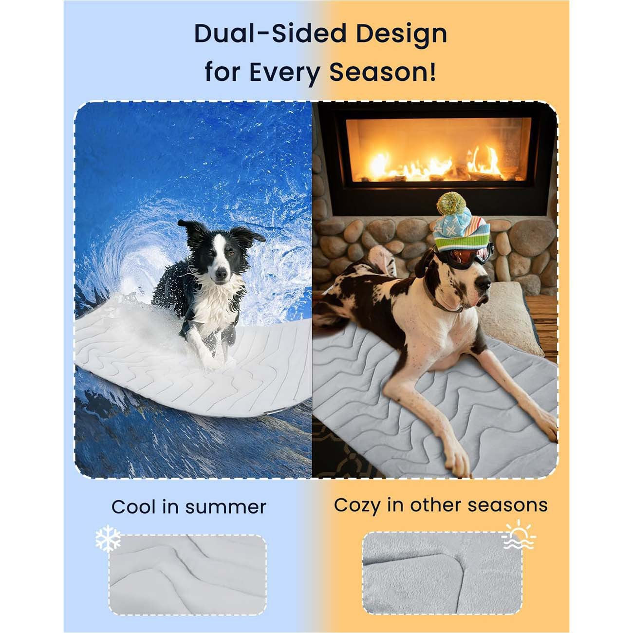 Pet Cooling Mat Self Cooling Pad for Dogs Cats Dual Sided Summer Sleeping Bed Light Green Large (122x71cm)
