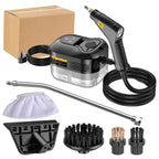 Black 1500W High Pressure Steam Cleaner with Digital Display (3.5 BAR) - 1.2L Heavy Duty Steamer for Kitchen Grease, Grout, Car Detailing & Upholstery (AU Plug)