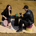 Portable Retractable Stool MAX Gen 8 Telescopic Camping Seat 50cm Tall Extra Wide Heavy Duty Mustard Purple & Mango Yellow for Camping & Festivals