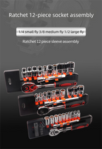 12 Piece 3/8 Inch Drive Ratchet and Metric Socket Wrench Set Professional Mechanics Tool Kit for Automotive Repair and DIY Workshop