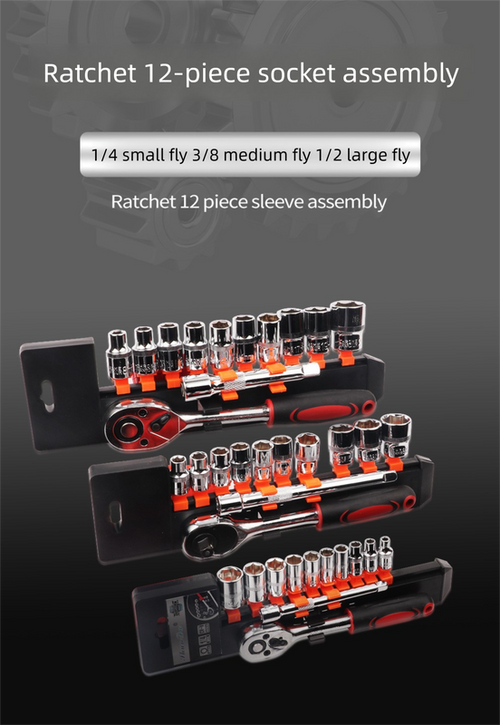 12 Piece 3/8 Inch Drive Ratchet and Metric Socket Wrench Set Professional Mechanics Tool Kit for Automotive Repair and DIY Workshop