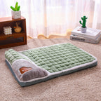 Thickened Pet Sofa Bed XL Size 75x45cm Green Dog Mat with Integrated Pillow Soft Washable Sleeping Pad for Dogs and Cats All Season Comfort