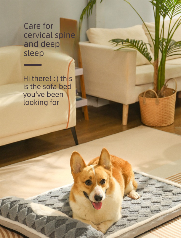 Thickened Soft Pet Bed Mat M Size Grey Comfortable Dog Sleeping Pad Washable Cushion for Medium Dogs and Cats All Season Home Decor