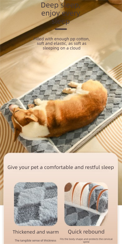 Thickened Soft Pet Bed Mat M Size Grey Comfortable Dog Sleeping Pad Washable Cushion for Medium Dogs and Cats All Season Home Decor