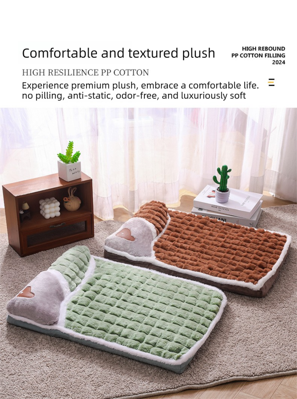 Thickened Pet Sofa Bed XL Size 75x45cm Grey Dog Mat with Integrated Pillow Soft Washable Sleeping Pad for Dogs and Cats All Season Comfort