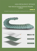 Outdoor Camping Self-Inflatable Air Mattress Portable Foot Press Beach Picnic Mat Foldable TPU Sleeping Pad Green and Grey