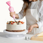 255 Piece Cake Decorating Kit Rotating Turntable Stand Baking Set with Piping Nozzles Pastry Bags Cupcake Liners Spatula Scraper for DIY Birthday Cakes Purple