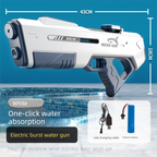 Electric Water Gun Auto Refill 43cm High Pressure Blaster Toy Rechargeable Squirt Soaker for Kids & Adults White