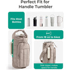 Pink Nylon Quilted Insulated Water Bottle Bag for 18-64oz Flask - Lightweight Sports & Travel Puffer Shockproof Protective Pouch