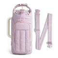 Purple Nylon Quilted Insulated Water Bottle Bag for 18-64oz Flask - Lightweight Sports & Travel Puffer Shockproof Protective Pouch