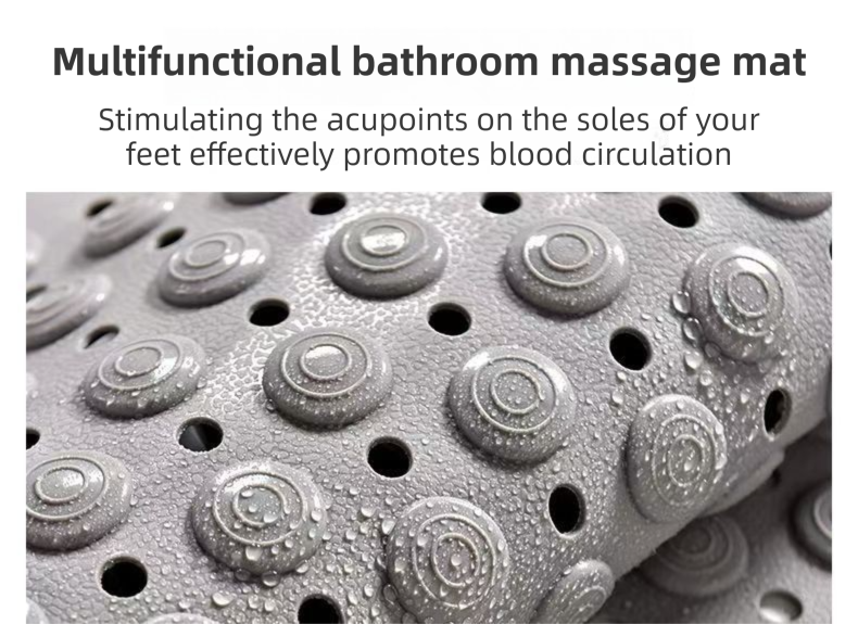 2-Pack Blue Eco-Friendly Bath Mat with Massage Points - Anti-Slip Suction Cup Safety Bathroom Rug (M Size 75.5X44x2 CM)