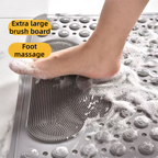 2-Pack Grey Eco-Friendly Bath Mat with Massage Points - Anti-Slip Suction Cup Safety Bathroom Rug (L Size 86.5X53x2 CM)