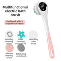 Pink Electric 360°Rotating Shower Brush with Long Handle for Back Scrubbing(43CM) - IPX7 Waterproof & Premium Silicone & PA Bristles